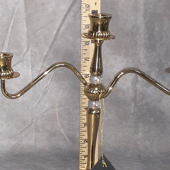 Partylite 3 Piece Brass 3 Arm Candlestick‎ Holder with Box Screw Connections - Picture 6 of 10